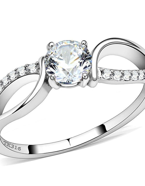 Load image into Gallery viewer, DA004 - High polished (no plating) Stainless Steel Ring with AAA Grade CZ in Clear
