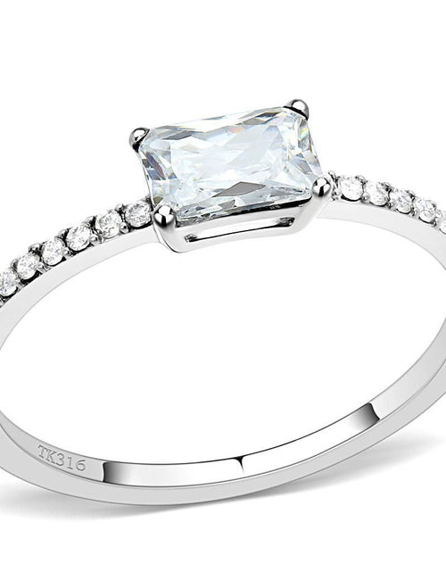Load image into Gallery viewer, DA009 - High polished (no plating) Stainless Steel Ring with Cubic in Clear
