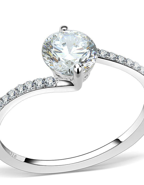 Load image into Gallery viewer, DA013 - High polished (no plating) Stainless Steel Ring with AAA Grade CZ in Clear
