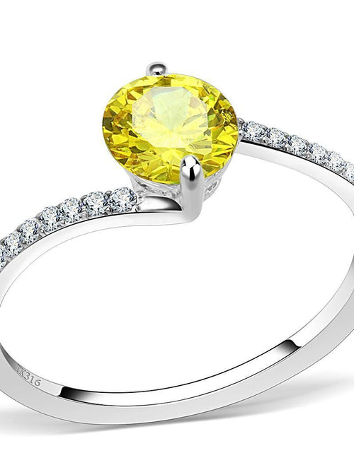 Load image into Gallery viewer, DA015 - High polished (no plating) Stainless Steel Ring with AAA Grade CZ in Topaz
