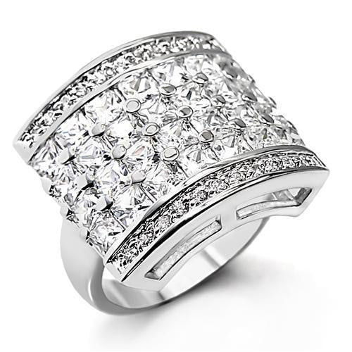 Load image into Gallery viewer, 7X146 - Rhodium Brass Ring with AAA Grade CZ in Clear
