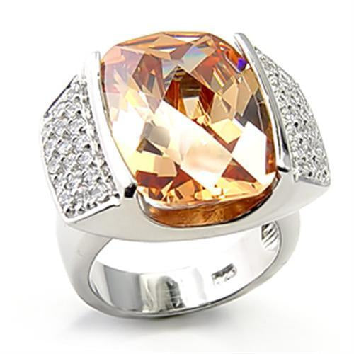 Load image into Gallery viewer, 7X194 - Rhodium 925 Sterling Silver Ring with AAA Grade CZ in Champagne
