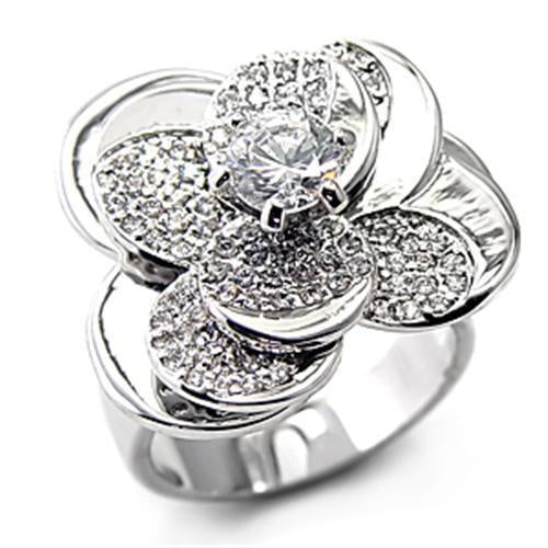 Load image into Gallery viewer, 7X131 - Rhodium Brass Ring with AAA Grade CZ in Clear
