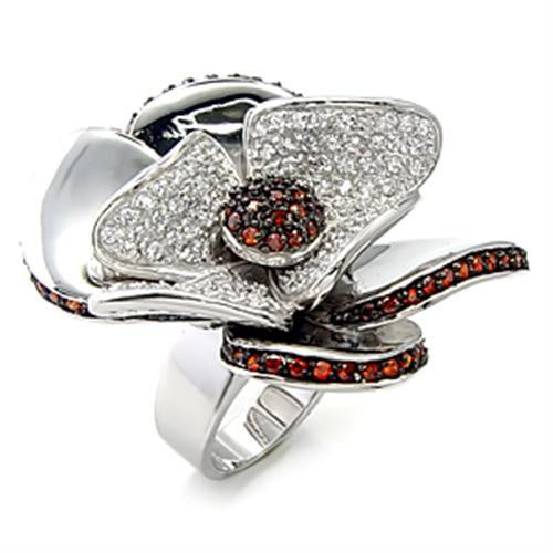 Load image into Gallery viewer, 7X191 - Rhodium + Ruthenium 925 Sterling Silver Ring with AAA Grade CZ in Garnet
