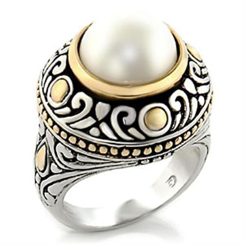 Load image into Gallery viewer, 7X137 - Reverse Two-Tone Brass Ring with Synthetic in White
