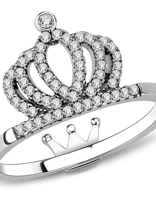 Load image into Gallery viewer, DA040 - High polished (no plating) Stainless Steel Ring with AAA Grade CZ in Clear
