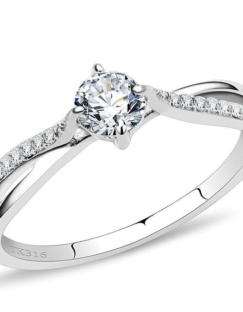 Load image into Gallery viewer, DA035 - High polished (no plating) Stainless Steel Ring with AAA Grade CZ in Clear
