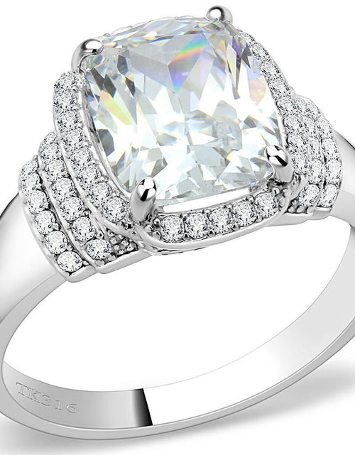 Load image into Gallery viewer, DA024 - High polished (no plating) Stainless Steel Ring with Cubic in Clear
