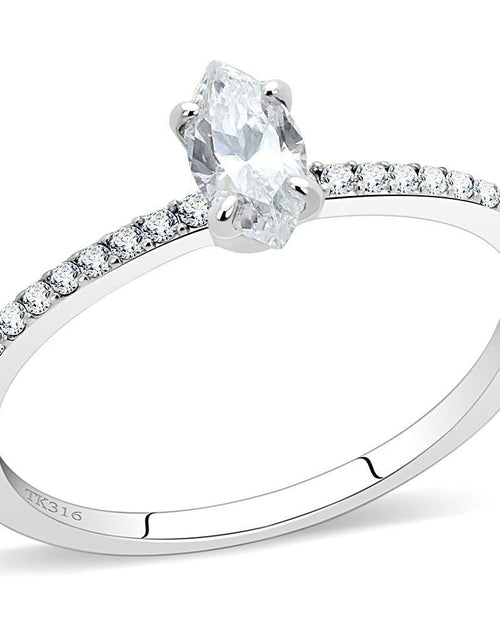 Load image into Gallery viewer, DA031 - High polished (no plating) Stainless Steel Ring with Cubic in Clear
