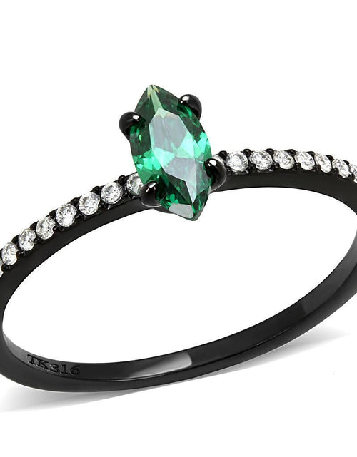 Load image into Gallery viewer, DA033 - IP Black(Ion Plating) Stainless Steel Ring with AAA Grade CZ in Emerald
