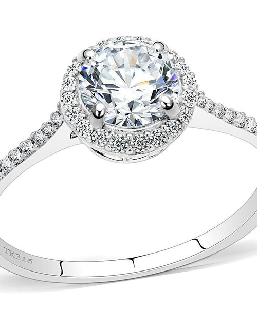 Load image into Gallery viewer, DA022 - High polished (no plating) Stainless Steel Ring with AAA Grade CZ in Clear
