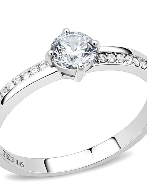 Load image into Gallery viewer, DA025 - High polished (no plating) Stainless Steel Ring with AAA Grade CZ in Clear
