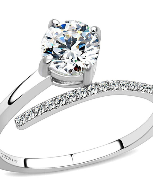 Load image into Gallery viewer, DA039 - High polished (no plating) Stainless Steel Ring with AAA Grade CZ in Clear
