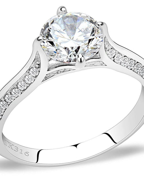 Load image into Gallery viewer, DA036 - High polished (no plating) Stainless Steel Ring with AAA Grade CZ in Clear
