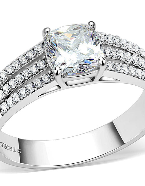 Load image into Gallery viewer, DA020 - High polished (no plating) Stainless Steel Ring with Cubic in Clear
