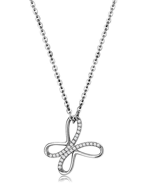 Load image into Gallery viewer, DA093 - High polished (no plating) Stainless Steel Chain Pendant with AAA Grade CZ in Clear
