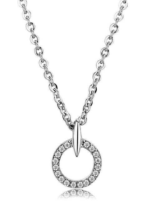 Load image into Gallery viewer, DA091 - High polished (no plating) Stainless Steel Chain Pendant with AAA Grade CZ in Clear
