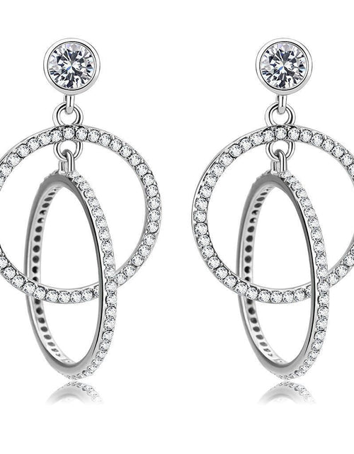 Load image into Gallery viewer, DA100 - High polished (no plating) Stainless Steel Earrings with AAA Grade CZ in Clear
