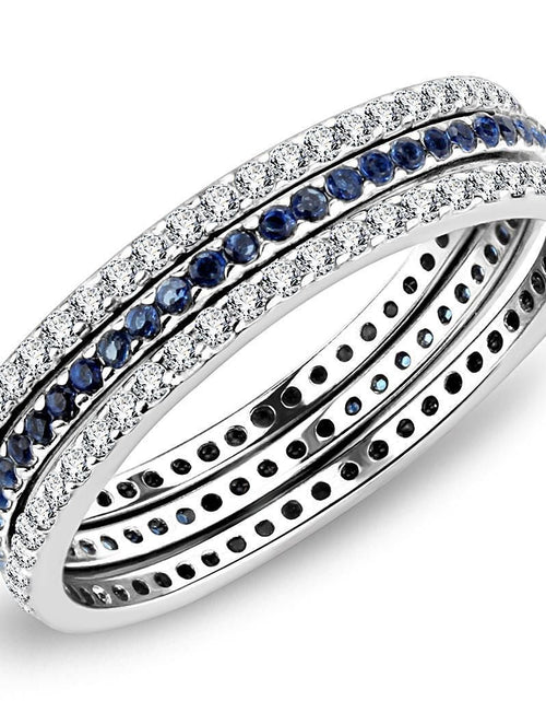 Load image into Gallery viewer, DA066 - High polished (no plating) Stainless Steel Ring with AAA Grade CZ in London Blue
