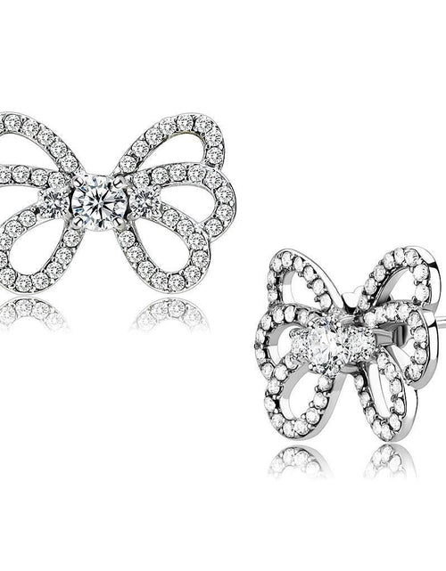 Load image into Gallery viewer, DA067 - High polished (no plating) Stainless Steel Earrings with AAA Grade CZ in Clear

