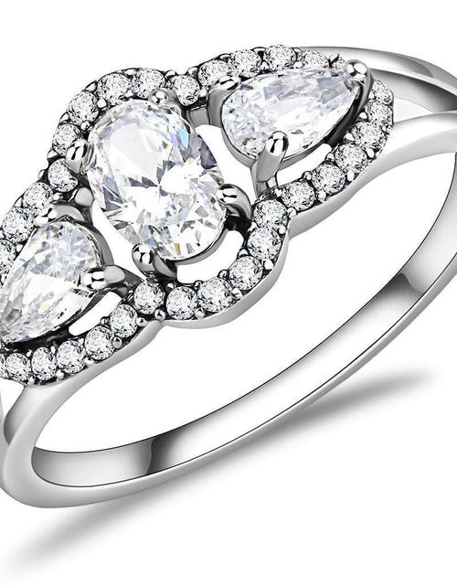 Load image into Gallery viewer, DA103 - High polished (no plating) Stainless Steel Ring with AAA Grade CZ in Clear

