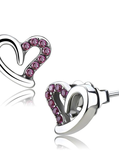 Load image into Gallery viewer, DA082 - High polished (no plating) Stainless Steel Earrings with AAA Grade CZ in Ruby
