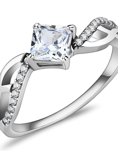 Load image into Gallery viewer, DA101 - High polished (no plating) Stainless Steel Ring with AAA Grade CZ in Clear
