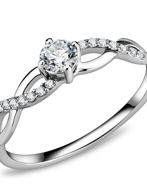 Load image into Gallery viewer, DA104 - High polished (no plating) Stainless Steel Ring with AAA Grade CZ in Clear
