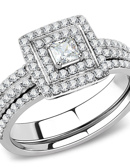 Load image into Gallery viewer, DA064 - High polished (no plating) Stainless Steel Ring with AAA Grade CZ in Clear
