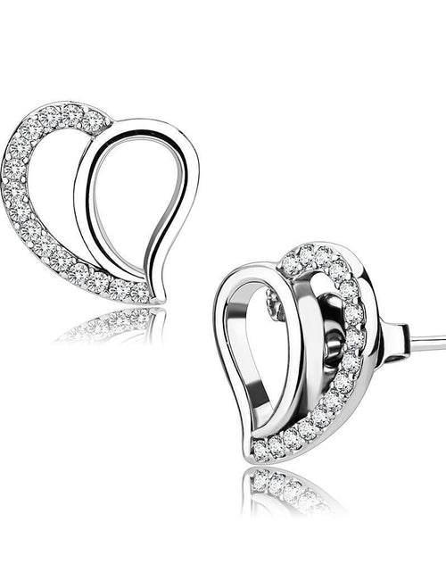 Load image into Gallery viewer, DA076 - High polished (no plating) Stainless Steel Earrings with AAA Grade CZ in Clear
