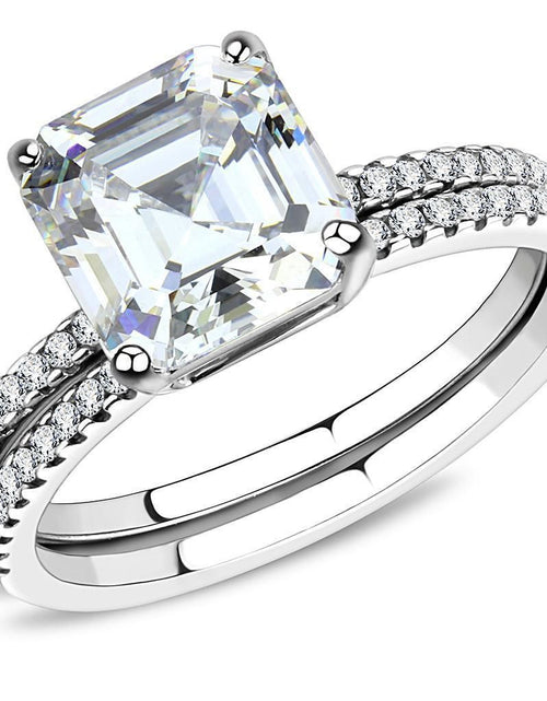 Load image into Gallery viewer, DA065 - High polished (no plating) Stainless Steel Ring with Cubic in Clear
