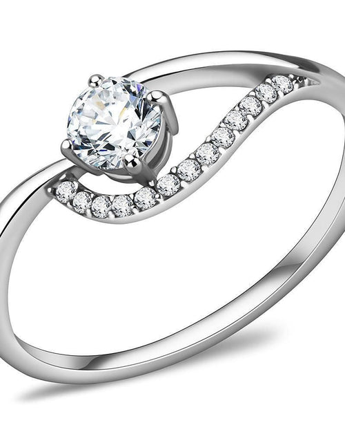 Load image into Gallery viewer, DA105 - High polished (no plating) Stainless Steel Ring with AAA Grade CZ in Clear
