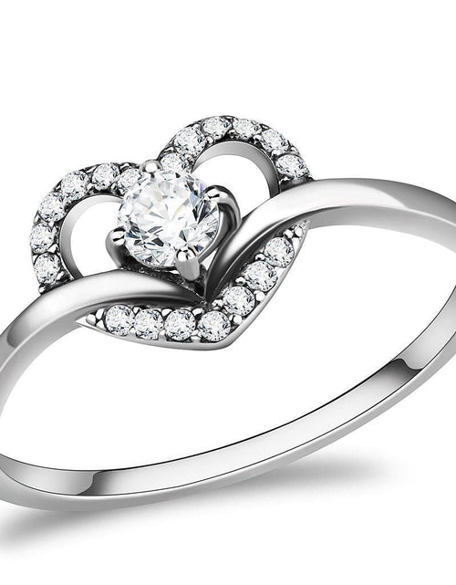 Load image into Gallery viewer, DA106 - High polished (no plating) Stainless Steel Ring with AAA Grade CZ in Clear
