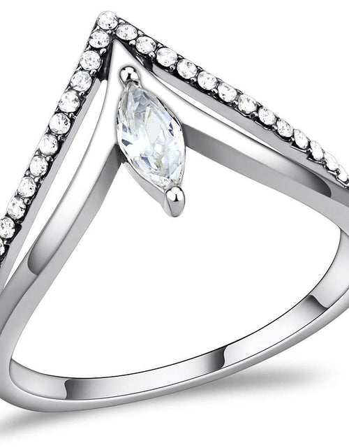 Load image into Gallery viewer, DA109 - High polished (no plating) Stainless Steel Ring with AAA Grade CZ in Clear
