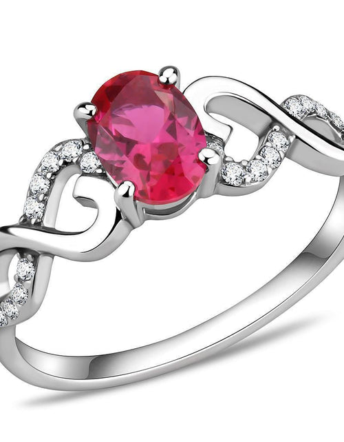 Load image into Gallery viewer, DA119 - High polished (no plating) Stainless Steel Ring with AAA Grade CZ in Ruby
