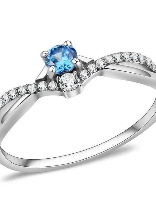 Load image into Gallery viewer, DA120 - High polished (no plating) Stainless Steel Ring with AAA Grade CZ in Sea Blue
