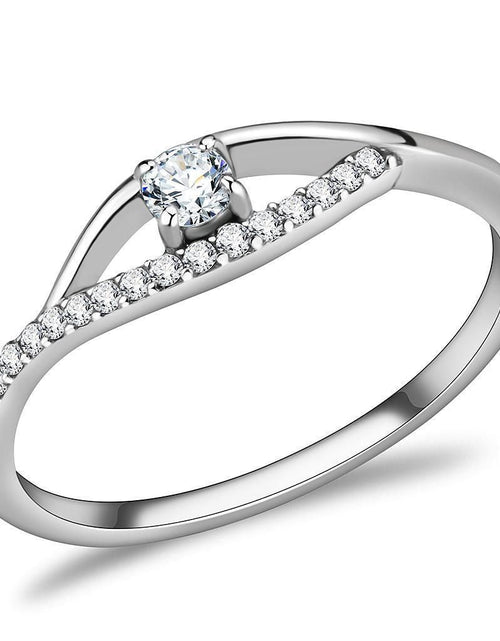 Load image into Gallery viewer, DA108 - High polished (no plating) Stainless Steel Ring with AAA Grade CZ in Clear
