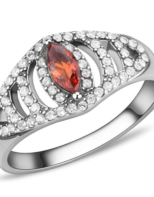 Load image into Gallery viewer, DA123 - High polished (no plating) Stainless Steel Ring with AAA Grade CZ in Orange
