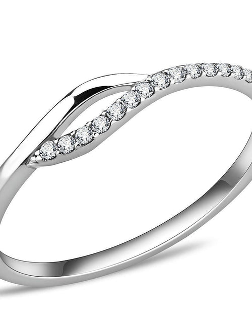 Load image into Gallery viewer, DA113 - High polished (no plating) Stainless Steel Ring with AAA Grade CZ in Clear
