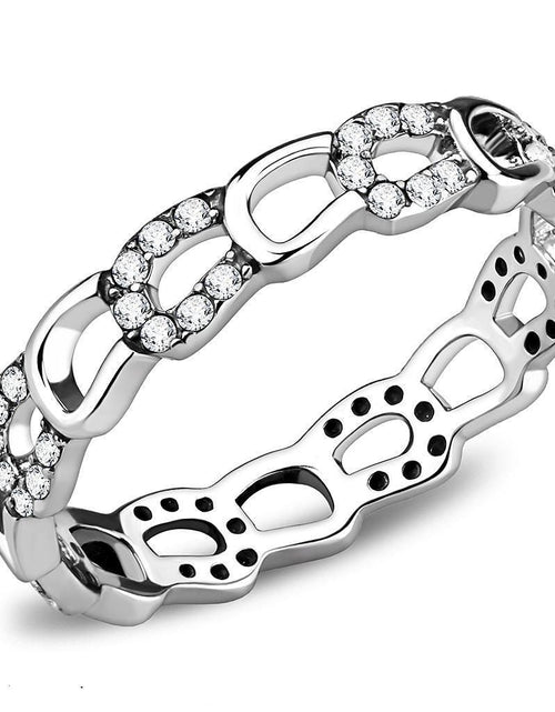 Load image into Gallery viewer, DA111 - High polished (no plating) Stainless Steel Ring with AAA Grade CZ in Clear
