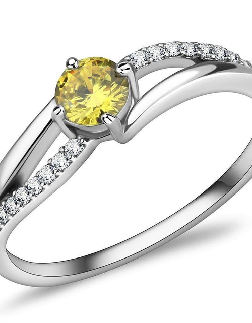 Load image into Gallery viewer, DA118 - High polished (no plating) Stainless Steel Ring with AAA Grade CZ in Topaz
