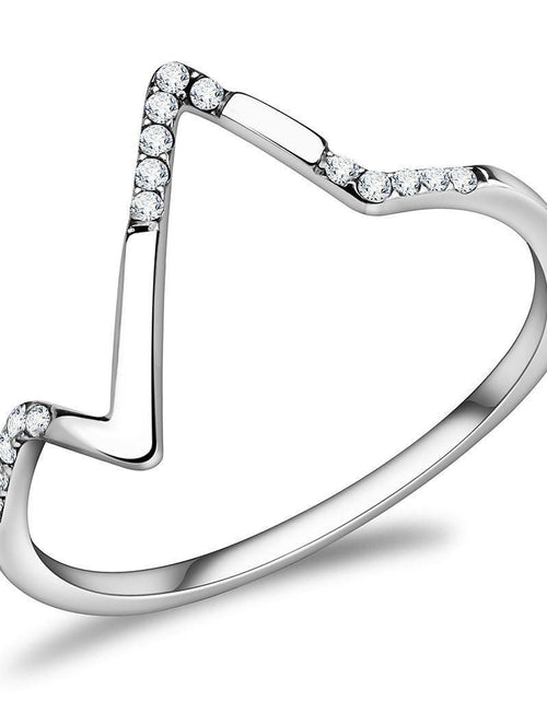 Load image into Gallery viewer, DA107 - High polished (no plating) Stainless Steel Ring with AAA Grade CZ in Clear
