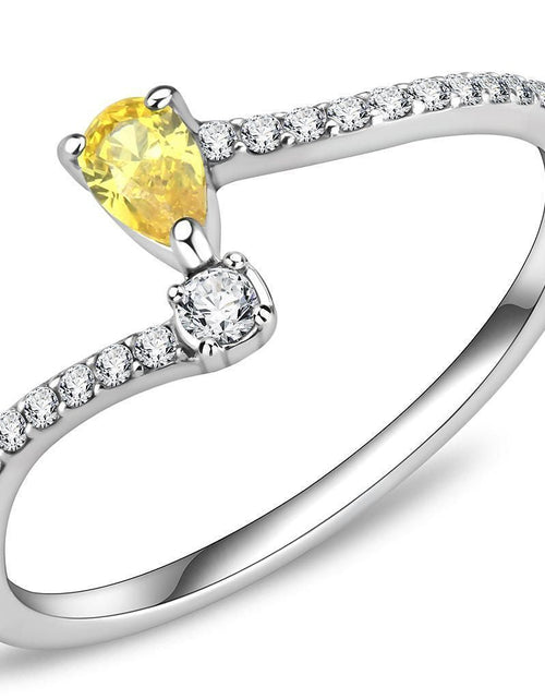 Load image into Gallery viewer, DA115 - High polished (no plating) Stainless Steel Ring with AAA Grade CZ in Topaz
