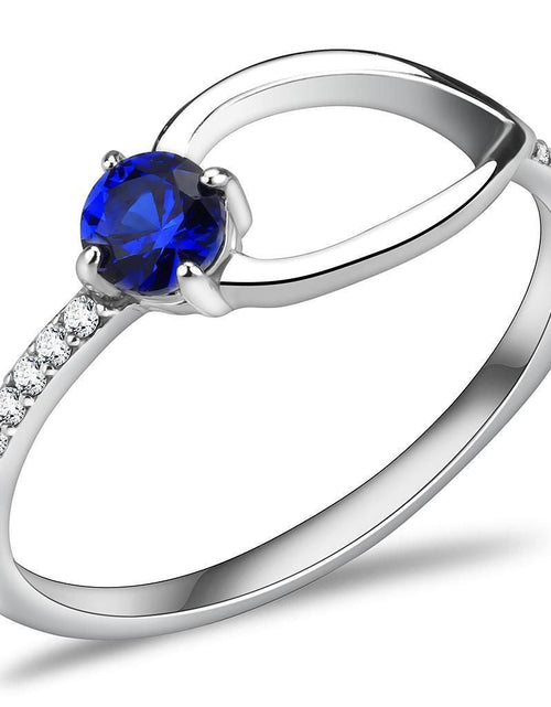 Load image into Gallery viewer, DA121 - High polished (no plating) Stainless Steel Ring with AAA Grade CZ in London Blue
