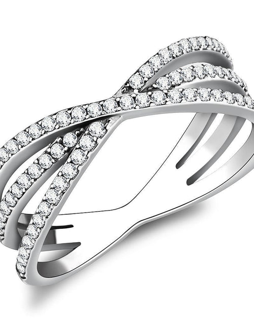 Load image into Gallery viewer, DA124 - High polished (no plating) Stainless Steel Ring with AAA Grade CZ in Clear
