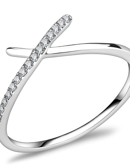 Load image into Gallery viewer, DA112 - High polished (no plating) Stainless Steel Ring with AAA Grade CZ in Clear
