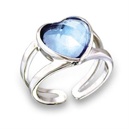Load image into Gallery viewer, 411813 - Rhodium Brass Ring with Top Grade Crystal in Sea Blue
