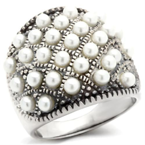 Load image into Gallery viewer, 410108 - Antique Tone 925 Sterling Silver Ring with Synthetic Pearl in White
