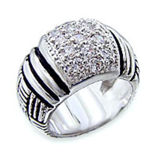 Load image into Gallery viewer, 40063 - Rhodium Brass Ring with AAA Grade CZ in Clear
