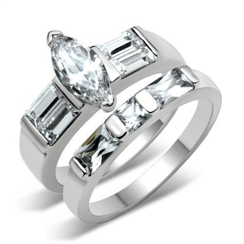 Load image into Gallery viewer, 40911 - High-Polished 925 Sterling Silver Ring with AAA Grade CZ in Clear
